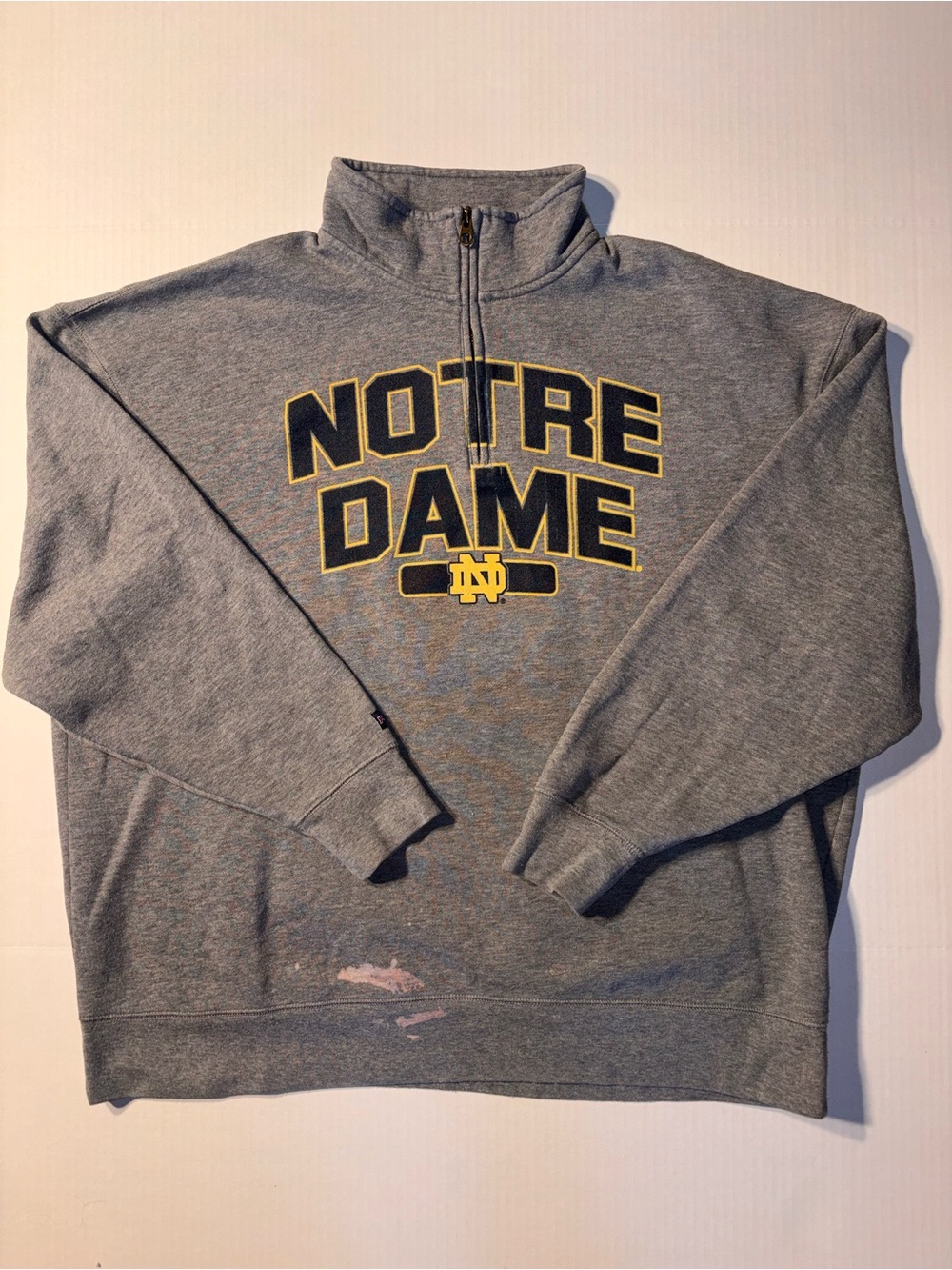 Vtg JanSport Notre Dame Fighting Irish Gray 1/4 Zip Pullover Sweatshirt Sz XXL